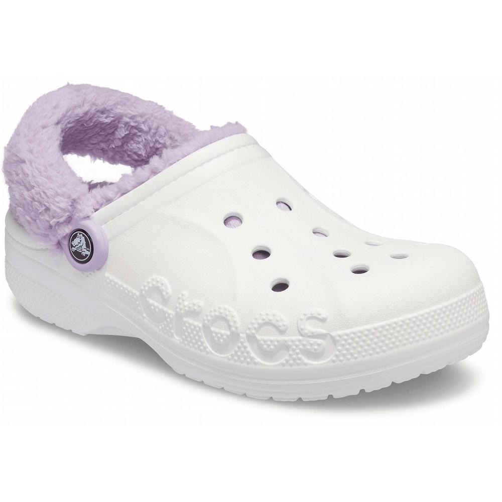 Sabots Crocs Baya Doublée Fuzz-Brides Homme Blanche | France 0715DFMN